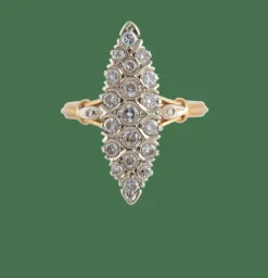 Bague Marquise or jaune pavage Diamants