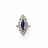 Bague marquise or jaune platine saphir et diamants