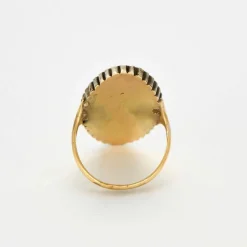 Bague marquise or jaune rubis perles