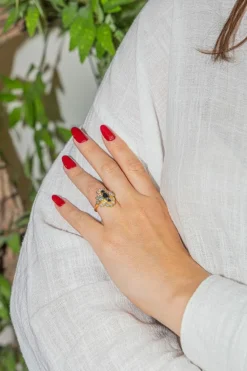 Bague Marquise Or jaune Saphir