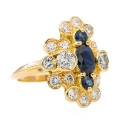 Bague Marquise Or jaune Saphir