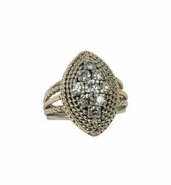 Bague Marquise Or Platine Diamants