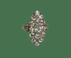 Bague marquise or platine diamants