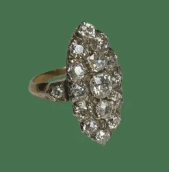 Bague marquise or platine diamants