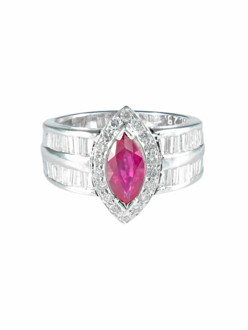 Bague Marquise Rubis Diamants