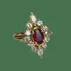 BAGUE MARQUISE RUBIS DIAMANTS