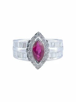 Bague Marquise Rubis Diamants