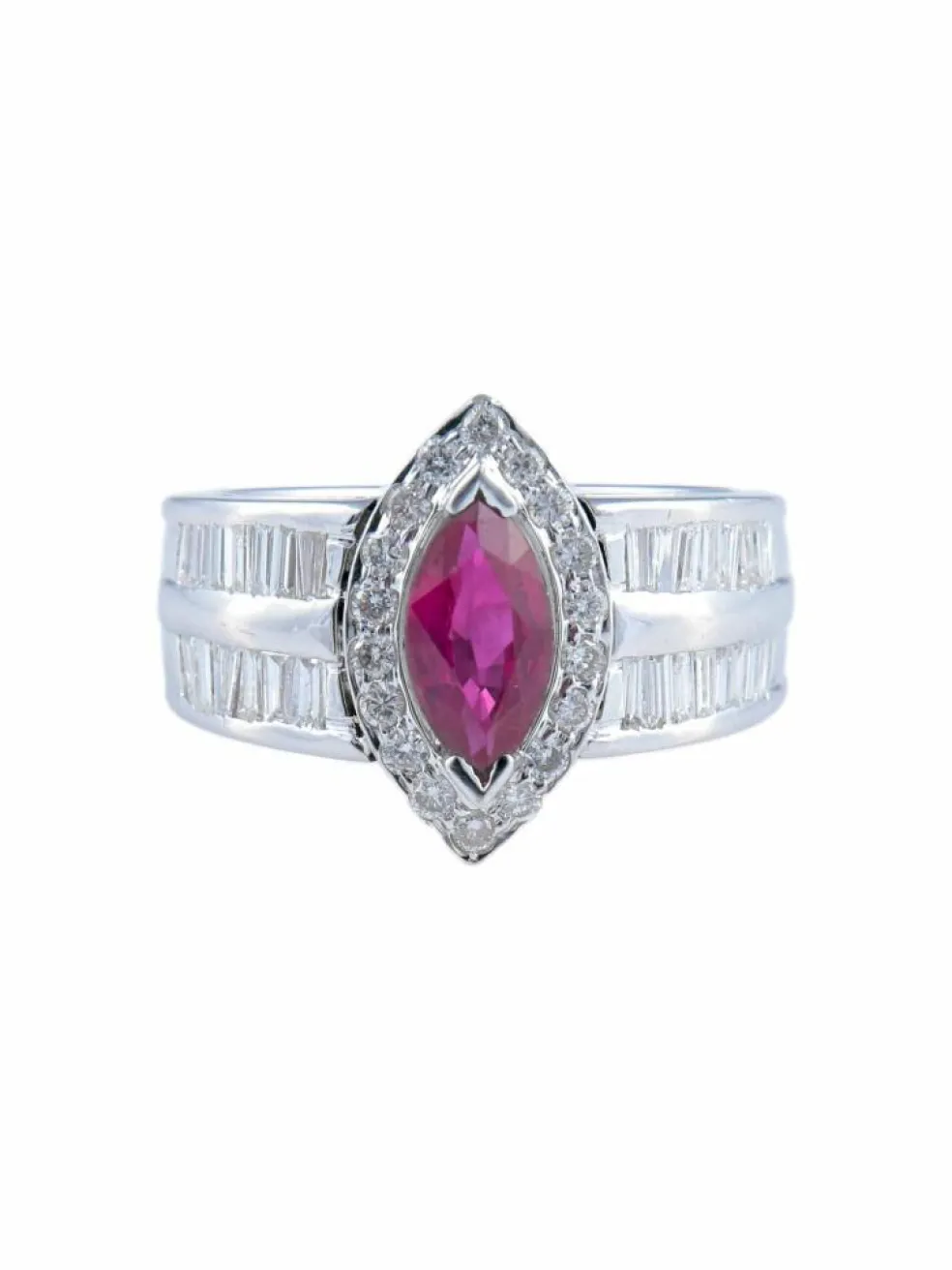 Bague Marquise Rubis Diamants
