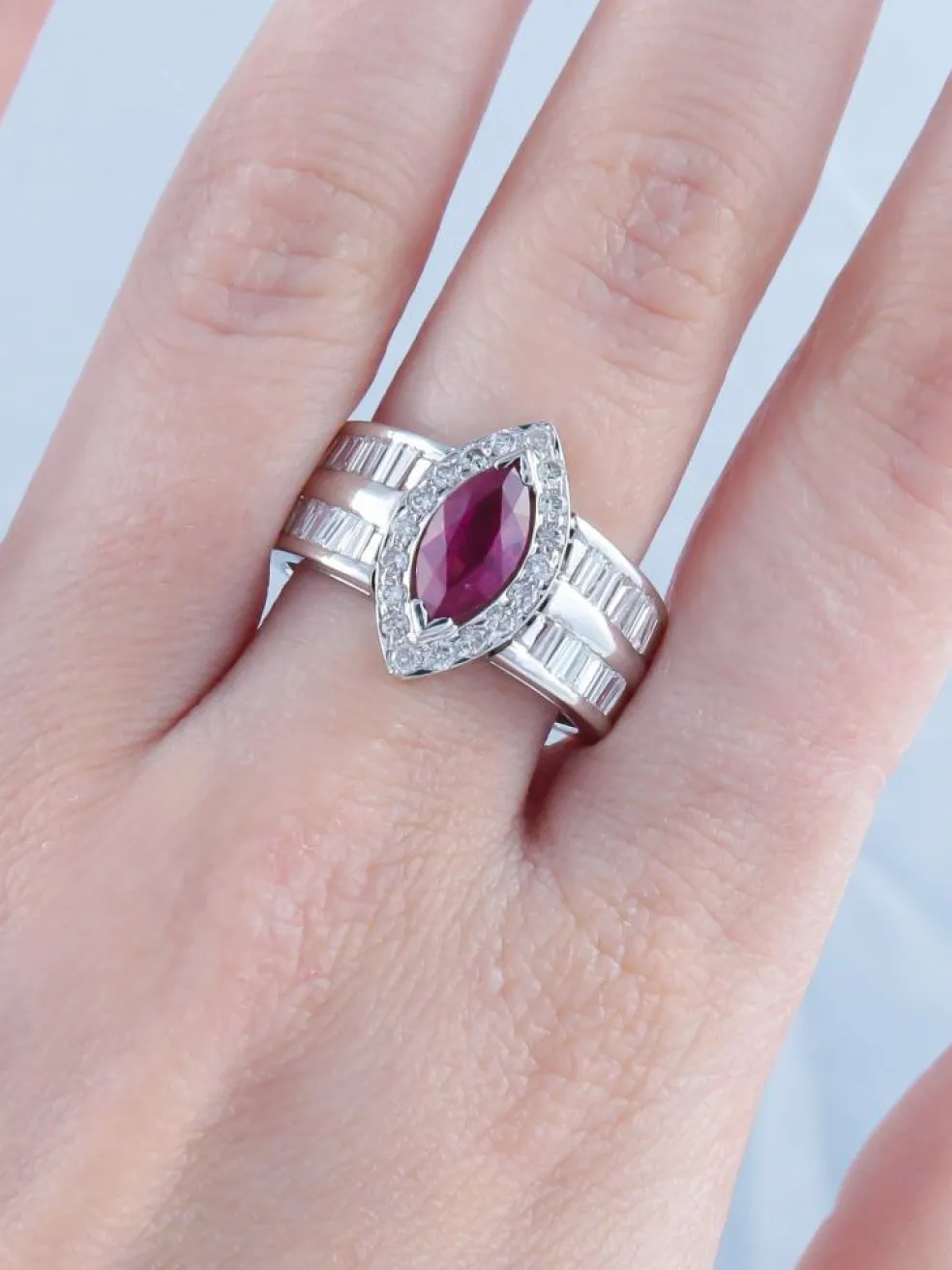 Bague Marquise Rubis Diamants