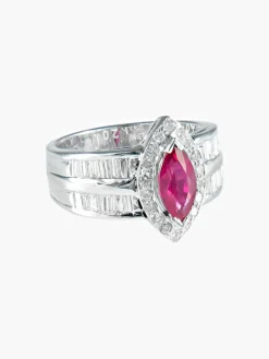 Bague Marquise Rubis Diamants