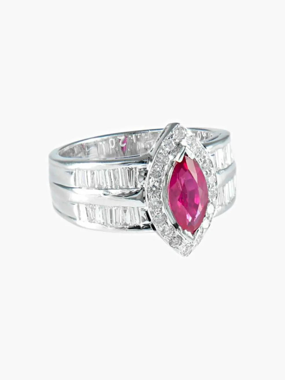 Bague Marquise Rubis Diamants