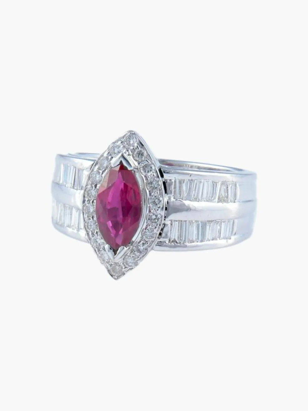 Bague Marquise Rubis Diamants