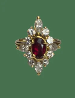 BAGUE MARQUISE RUBIS DIAMANTS
