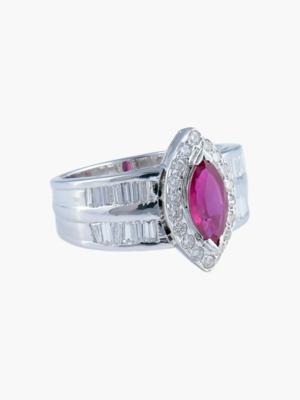 Bague Marquise Rubis Diamants