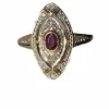 Bague marquise rubis et diamants