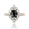 Bague marquise saphir diamants or blanc