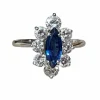 Bague marquise saphir diamants