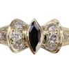 Bague Marquise Saphir et Diamants Art Déco en or jaune