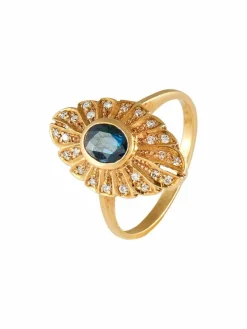 Bague Marquise Saphir et Diamants