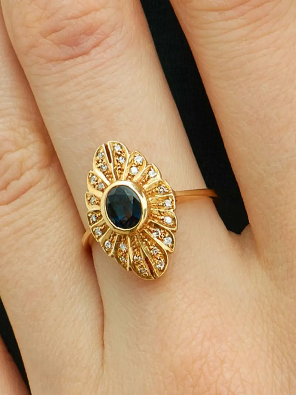 Bague Marquise Saphir et Diamants