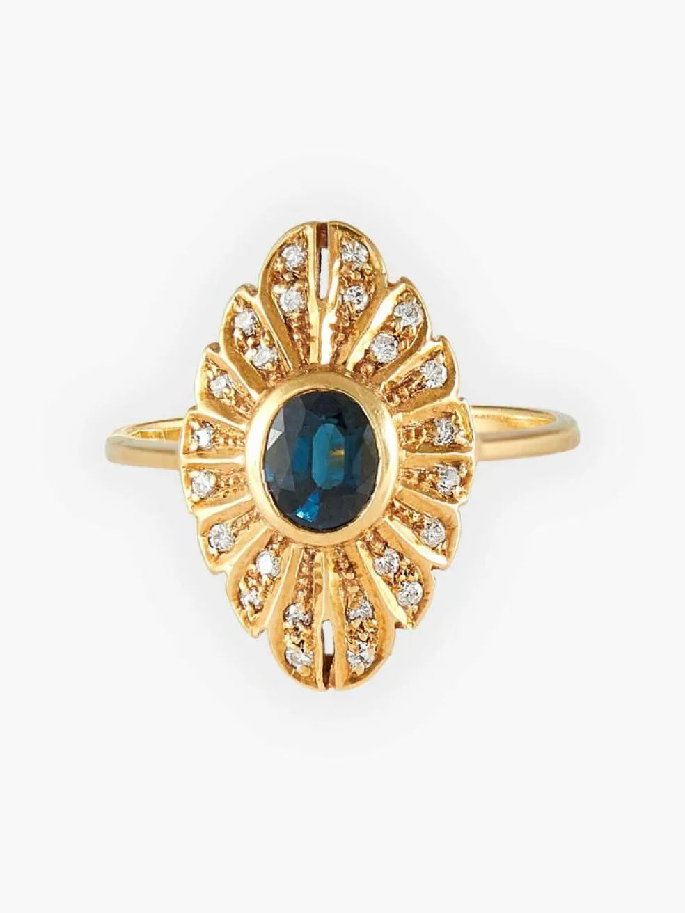 Bague Marquise Saphir et Diamants