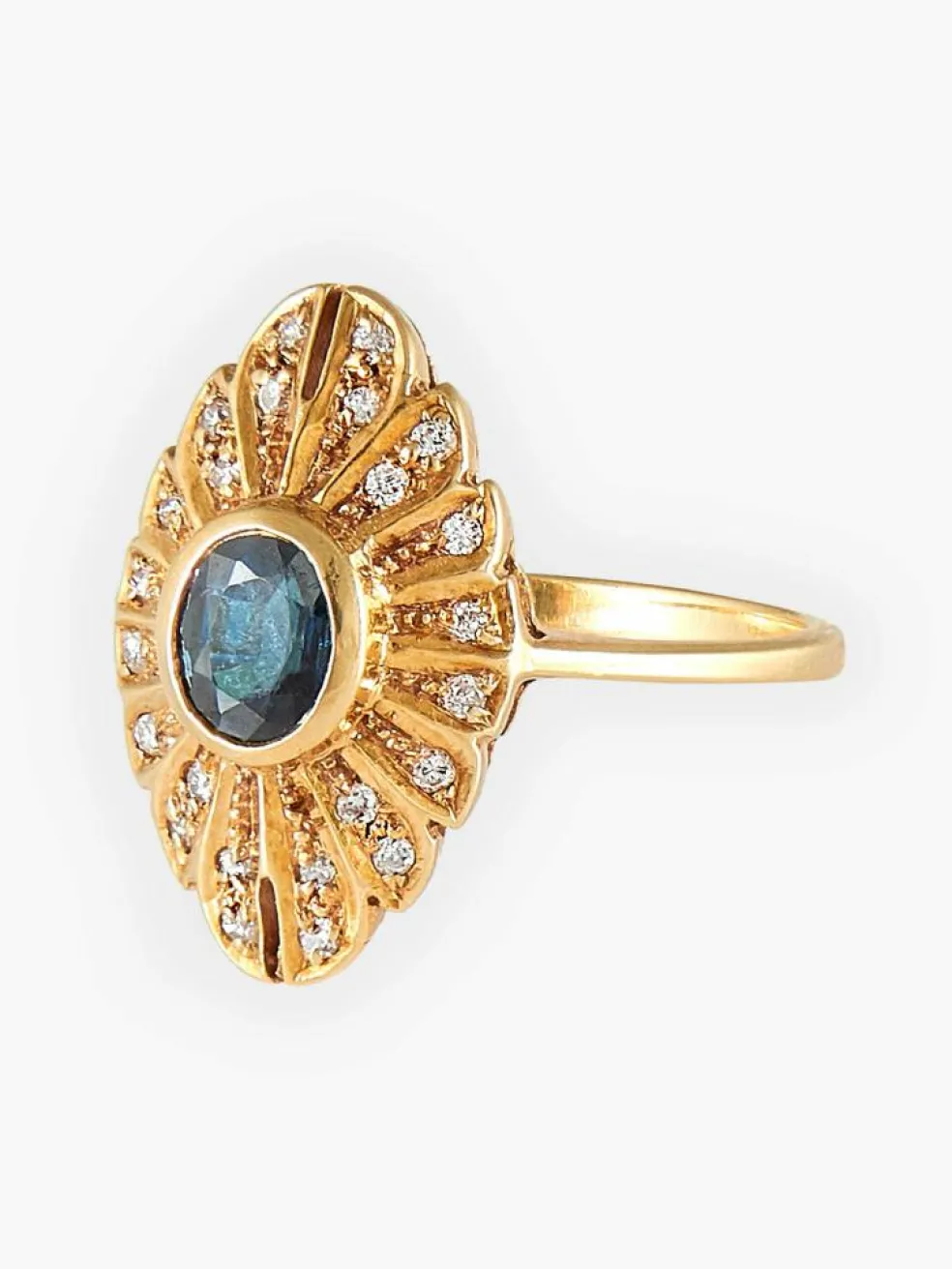 Bague Marquise Saphir et Diamants