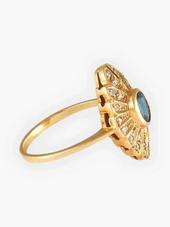 Bague Marquise Saphir et Diamants