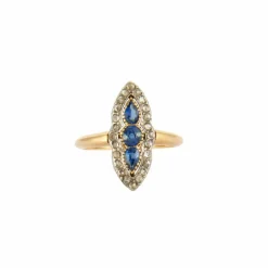Bague Marquise Saphirs et Diamants