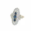 Bague Marquise Saphirs et Diamants Or Jaune