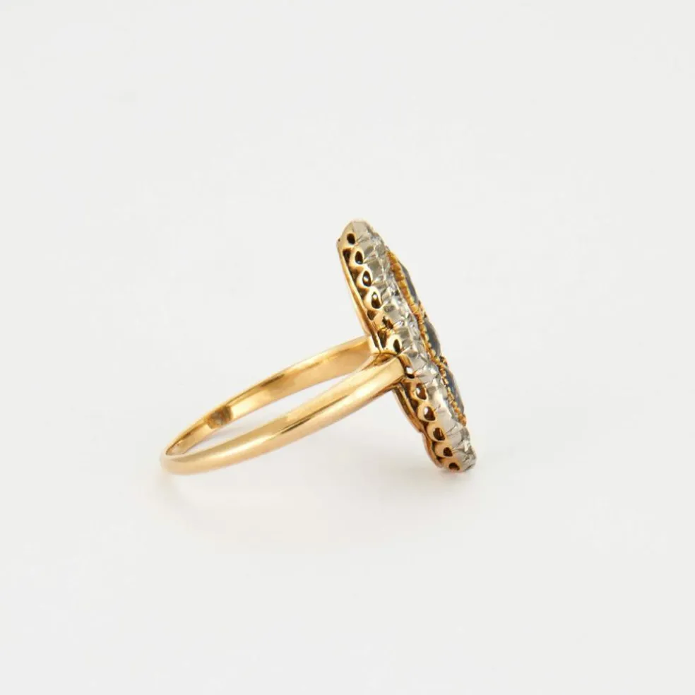 Bague Marquise Saphirs et Diamants