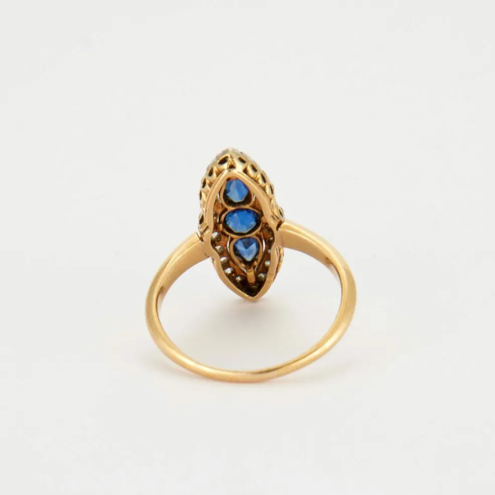 Bague Marquise Saphirs et Diamants