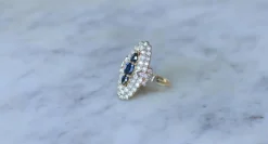 Bague Marquise Saphirs et Diamants Or Jaune