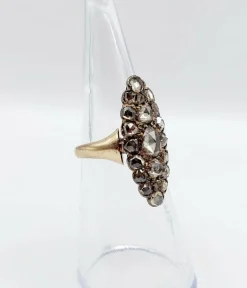 Bague marquise victorienne or jaune et argent, diamants (circa 1880)
