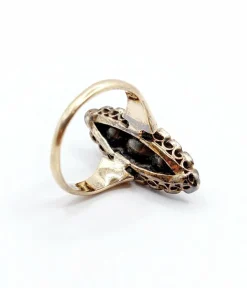 Bague marquise victorienne or jaune et argent, diamants (circa 1880)