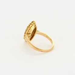 Bague marquise vintage en or 18K, diamants et rubis