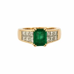 Bague émeraude & brillants or jaune