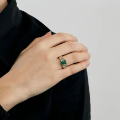 Bague émeraude & brillants or jaune