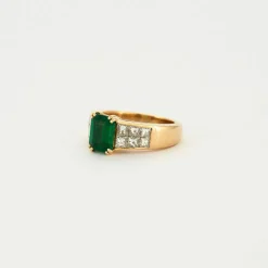 Bague émeraude & brillants or jaune