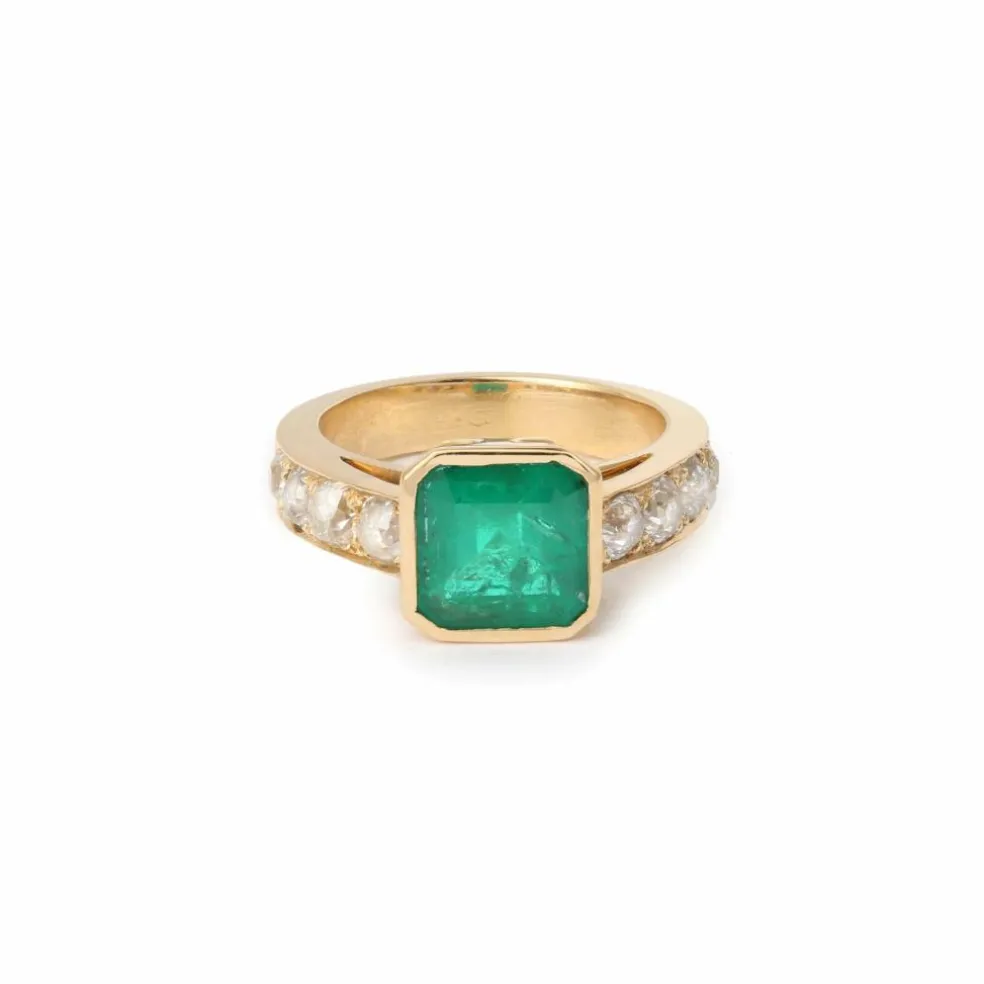 Bague émeraude 2.73 Carats diamants or jaune (Certificat)