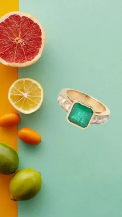 Bague émeraude 2.73 Carats diamants or jaune (Certificat)