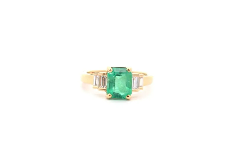 Bague émeraude 1,53 ct et diamants