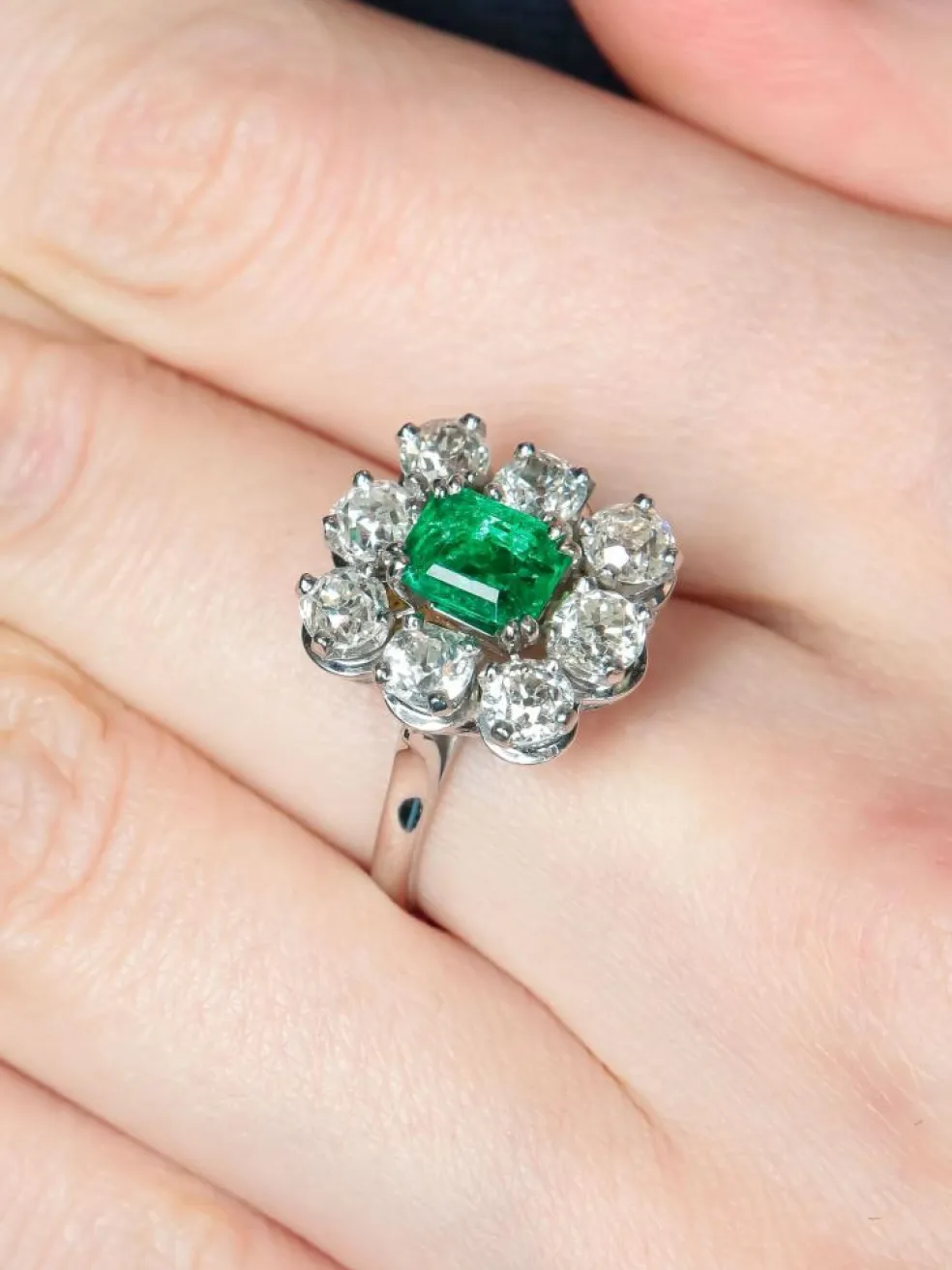 Bague Émeraude & Diamants
