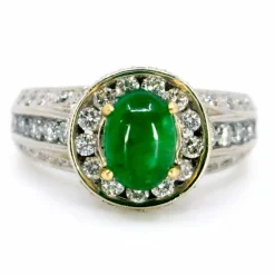 Bague émeraude cabochon, diamant