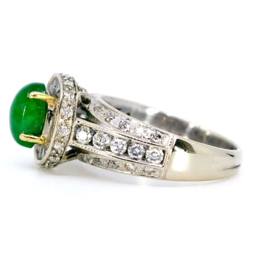 Bague émeraude cabochon, diamant