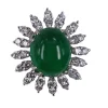 Bague Émeraude Cabochon Ovale et Diamants en or blanc