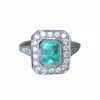 Bague Émeraude Colombienne 2.00 Cts et Diamants Style Art Déco