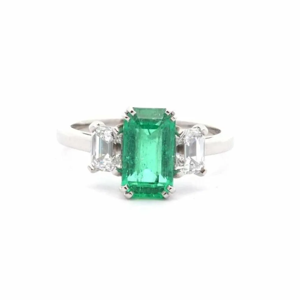 Bague émeraude 1,78ct et diamants