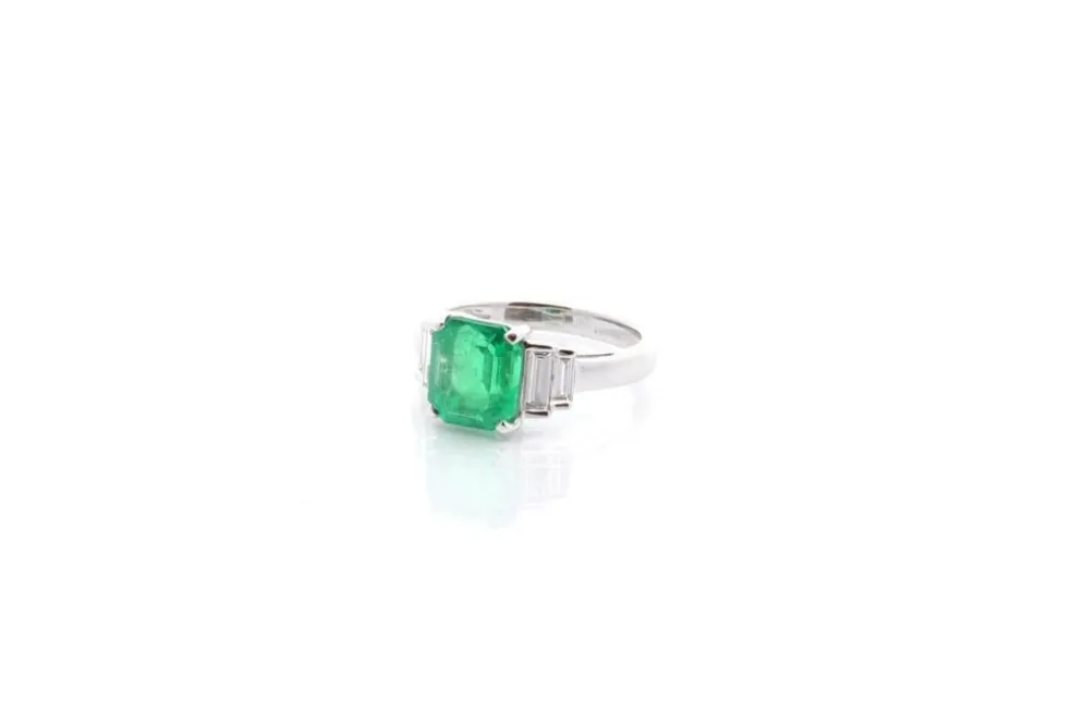 Bague émeraude de Colombie de 2,54cts et diamants
