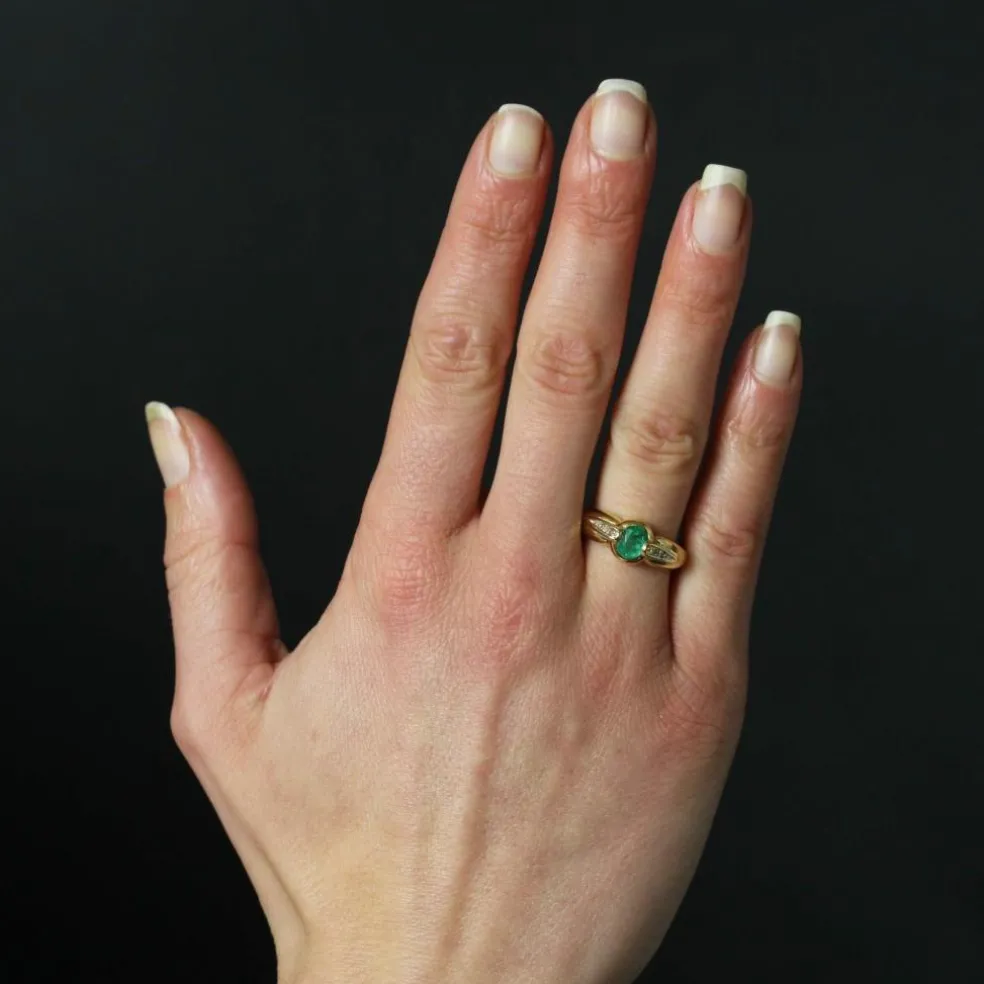 Bague émeraude diamants occasion