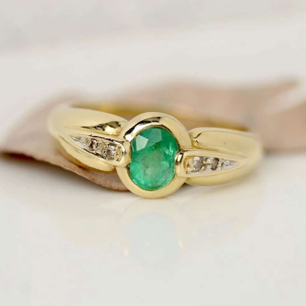 Bague émeraude diamants occasion